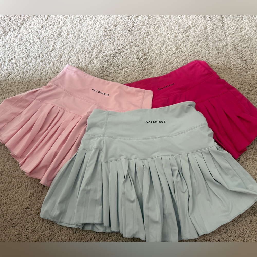 Goldhinge women’s  Pleated Skirt - Pink, Light Blue, and Fuchsia